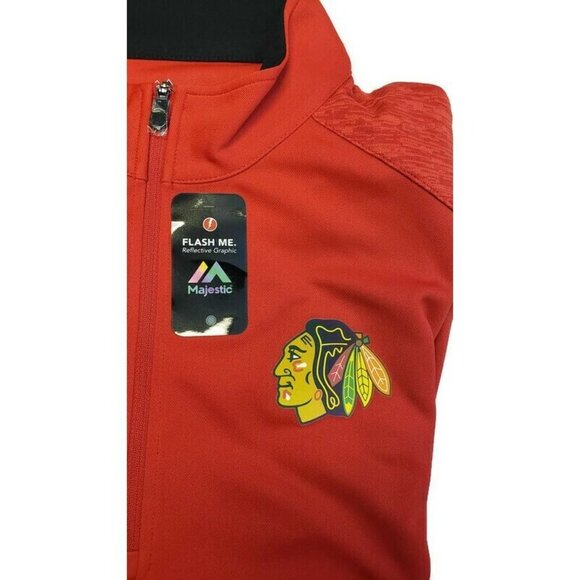 NHL Chicago Blackhawks Mens Size Medium Ultra Streak 1/4 Zip Pullover Shirt Red - Picture 5 of 6